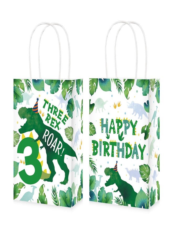 Grencian 16Pcs Dinosaur 3rd Birthday Party Favor Bags 3 Three Rex Dinosaur Candy Treat Gift Goodie Bags with Handles Three Rex Birthday Decorations for Boys 3 Year Old Party Decorations Favors Supplies - Image 1